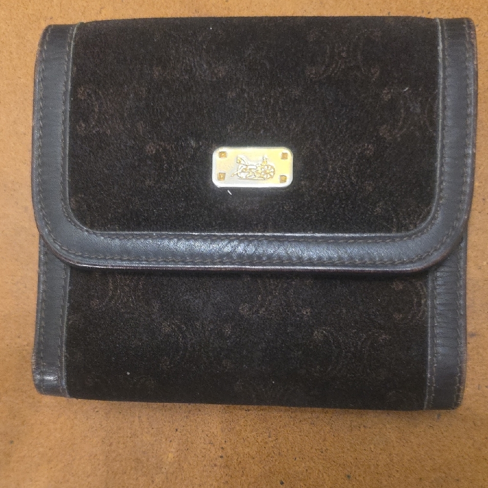 Celine Black Leather Card Holder with Gold Text
